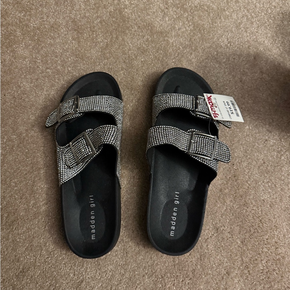 T.J.Maxx Black and Silver Sandals